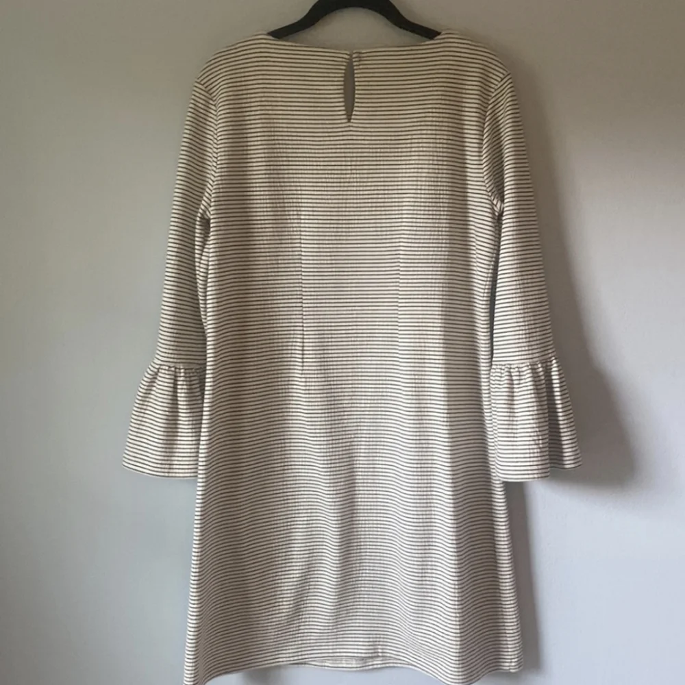 J. Crew Stripe Ruffle Bell Sleeve Mini Dress